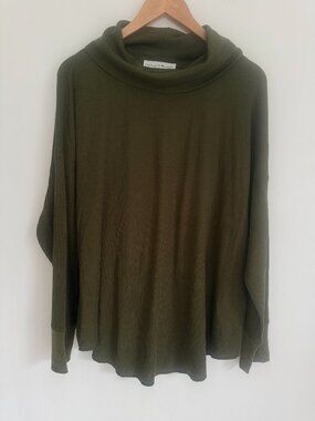 Chelsea & Theodore Women Olive Green Lightweight Hooded Pullover Top Size 2X